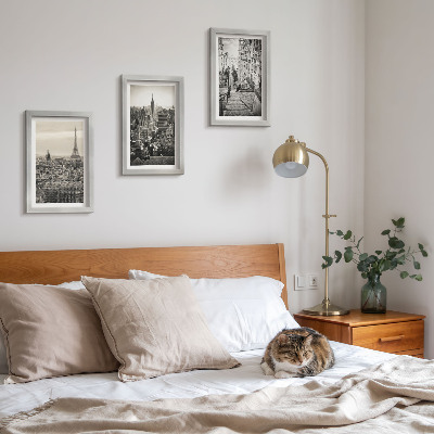 3-piece wall art set City views Paris New York and charming stairs