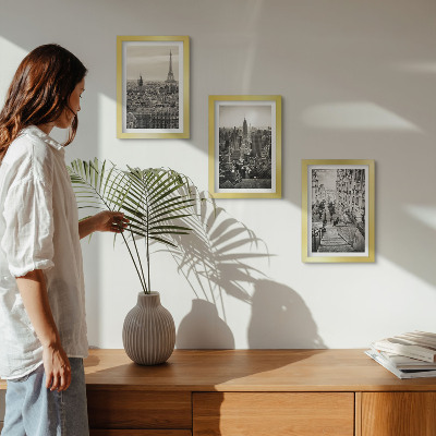3-piece wall art set City views Paris New York and charming stairs
