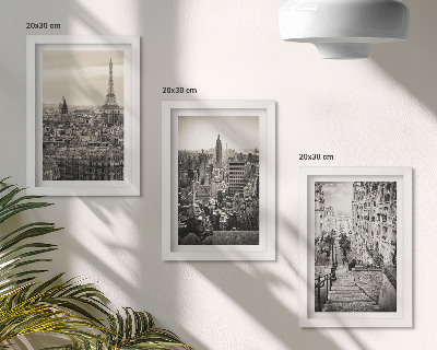 3-piece wall art set City views Paris New York and charming stairs