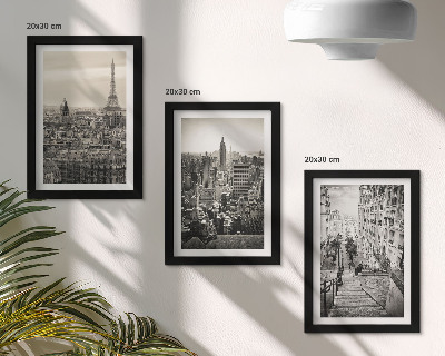 3-piece wall art set City views Paris New York and charming stairs