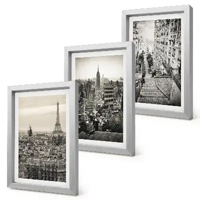 3-piece wall art set city views featuring Paris New York and charming stairs