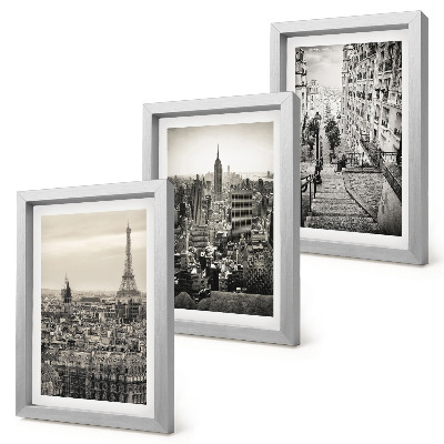 3-piece wall art set City views Paris New York and charming stairs