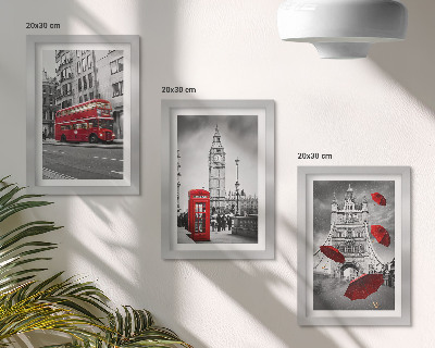 3-piece wall art set Red accents and famous London buildings