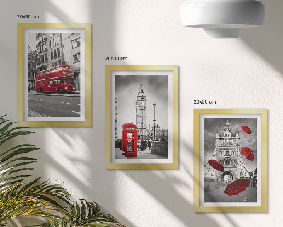 3-piece wall art set Red accents and famous London buildings