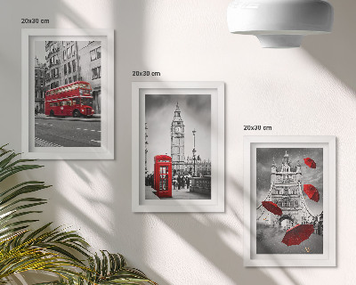 3-piece wall art set Red accents and famous London buildings