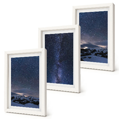 Photo frame wall Night sky with stars and a mountain landscape