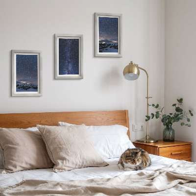 Photo frame wall Night sky with stars and a mountain landscape