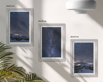 Photo frame wall Night sky with stars and a mountain landscape