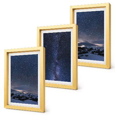 Photo frame wall Night sky with stars and a mountain landscape