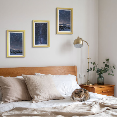 Photo frame wall Night sky with stars and a mountain landscape