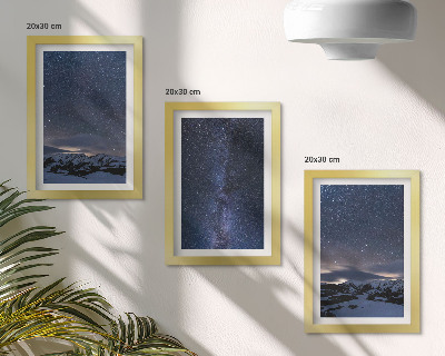 Photo frame wall Night sky with stars and a mountain landscape