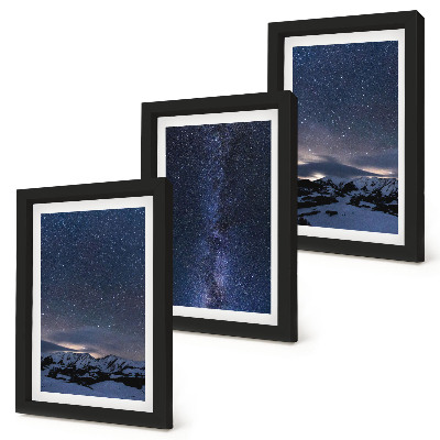 Photo frame wall Night sky with stars and a mountain landscape