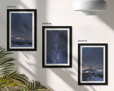 Photo frame wall Night sky with stars and a mountain landscape