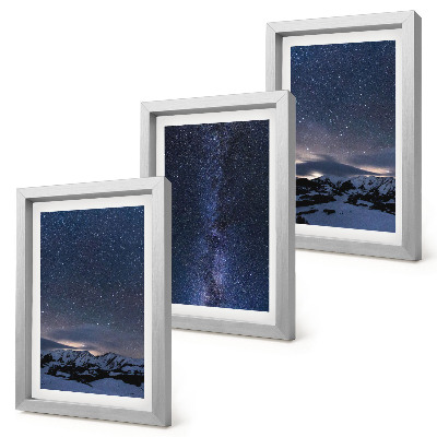 Photo frame wall Night sky with stars and a mountain landscape