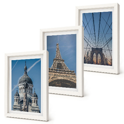 Photo frame wall Views of famous buildings from various cities around the world