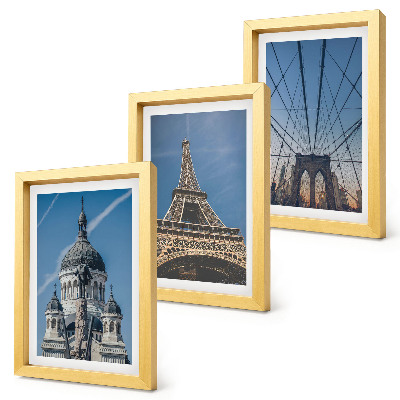 Photo frame wall Views of famous buildings from various cities around the world