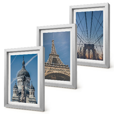 Photo frame wall Views of famous buildings from various cities around the world