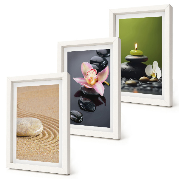 Framed triptych Relaxing stone motifs of peace and zen