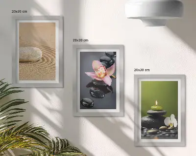 Relaxing stone motifs of peace and zen framed triptych