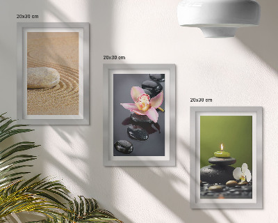 Framed triptych Relaxing stone motifs of peace and zen