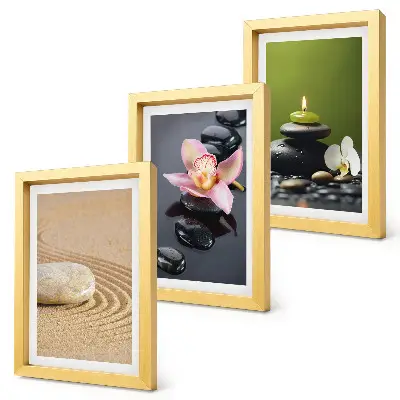 Relaxing stone motifs of peace and zen framed triptych