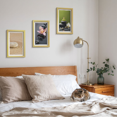 Framed triptych Relaxing stone motifs of peace and zen