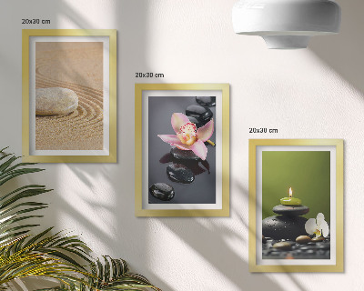 Framed triptych Relaxing stone motifs of peace and zen