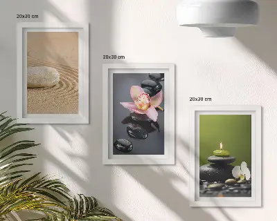 Relaxing stone motifs of peace and zen framed triptych