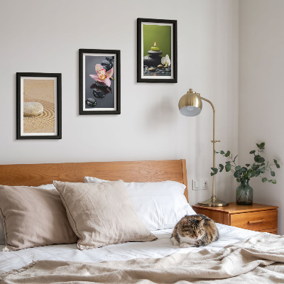 Framed triptych Relaxing stone motifs of peace and zen