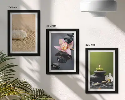 Relaxing stone motifs of peace and zen framed triptych