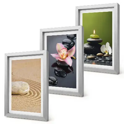 Relaxing stone motifs of peace and zen framed triptych