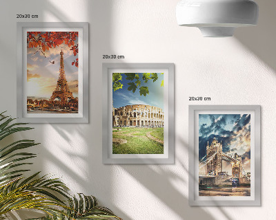 Photo frame wall Monuments of Europe in the warm colors of the landscape