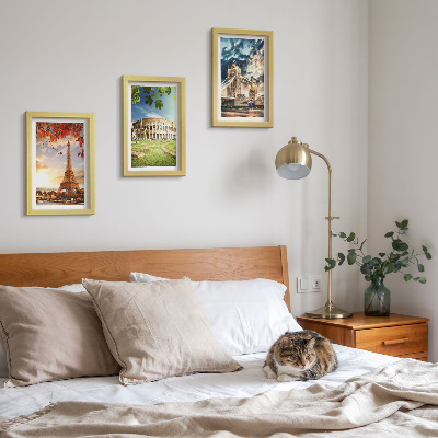 Photo frame wall Monuments of Europe in the warm colors of the landscape