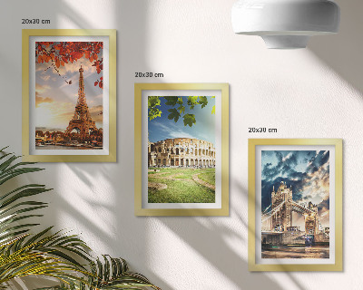Photo frame wall Monuments of Europe in the warm colors of the landscape
