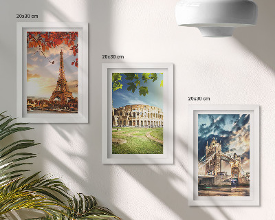 Photo frame wall Monuments of Europe in the warm colors of the landscape