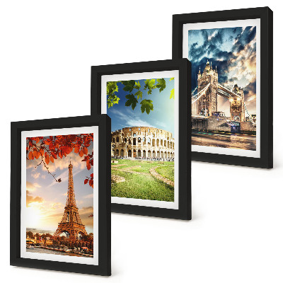 Photo frame wall Monuments of Europe in the warm colors of the landscape
