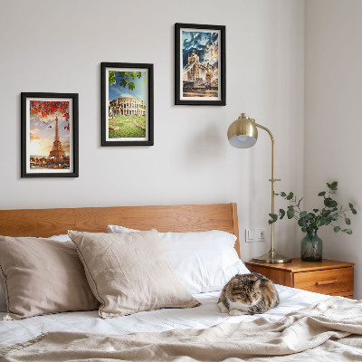 Photo frame wall Monuments of Europe in the warm colors of the landscape