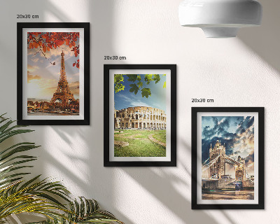 Photo frame wall Monuments of Europe in the warm colors of the landscape