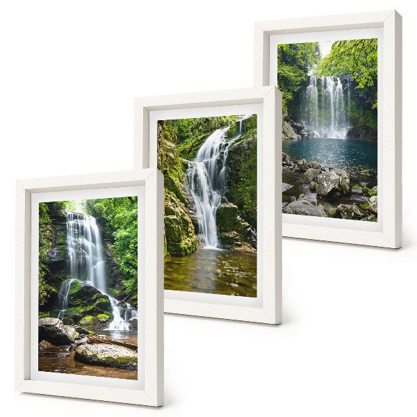 Photo frame wall Waterfalls in a green setting with stones and water