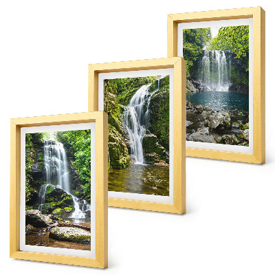 Photo frame wall Waterfalls in a green setting with stones and water