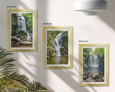 Photo frame wall Waterfalls in a green setting with stones and water