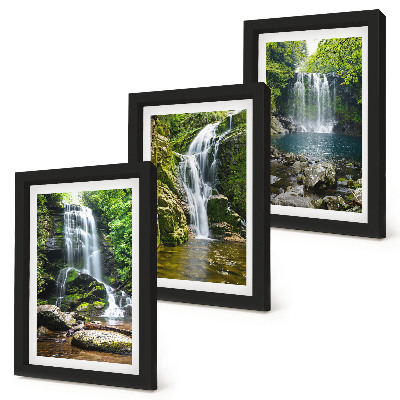 Photo frame wall Waterfalls in a green setting with stones and water