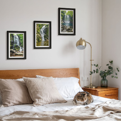 Photo frame wall Waterfalls in a green setting with stones and water