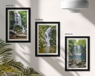 Photo frame wall Waterfalls in a green setting with stones and water
