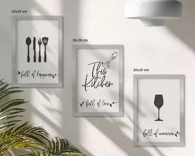 3-piece kitchen utensil wall art set with kitchen-themed inscriptions