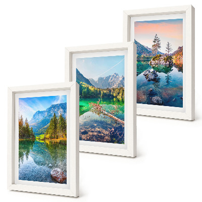 Photo frame wall Mountain lakes with water and surrounding natural landscapes