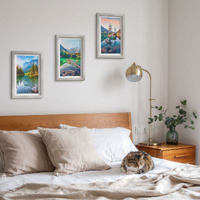 Photo frame wall Mountain lakes with water and surrounding natural landscapes