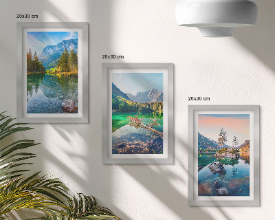 Photo frame wall Mountain lakes with water and surrounding natural landscapes