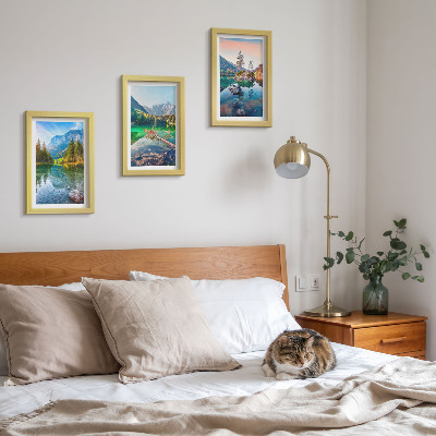 Photo frame wall Mountain lakes with water and surrounding natural landscapes