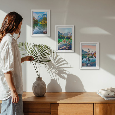 Photo frame wall Mountain lakes with water and surrounding natural landscapes